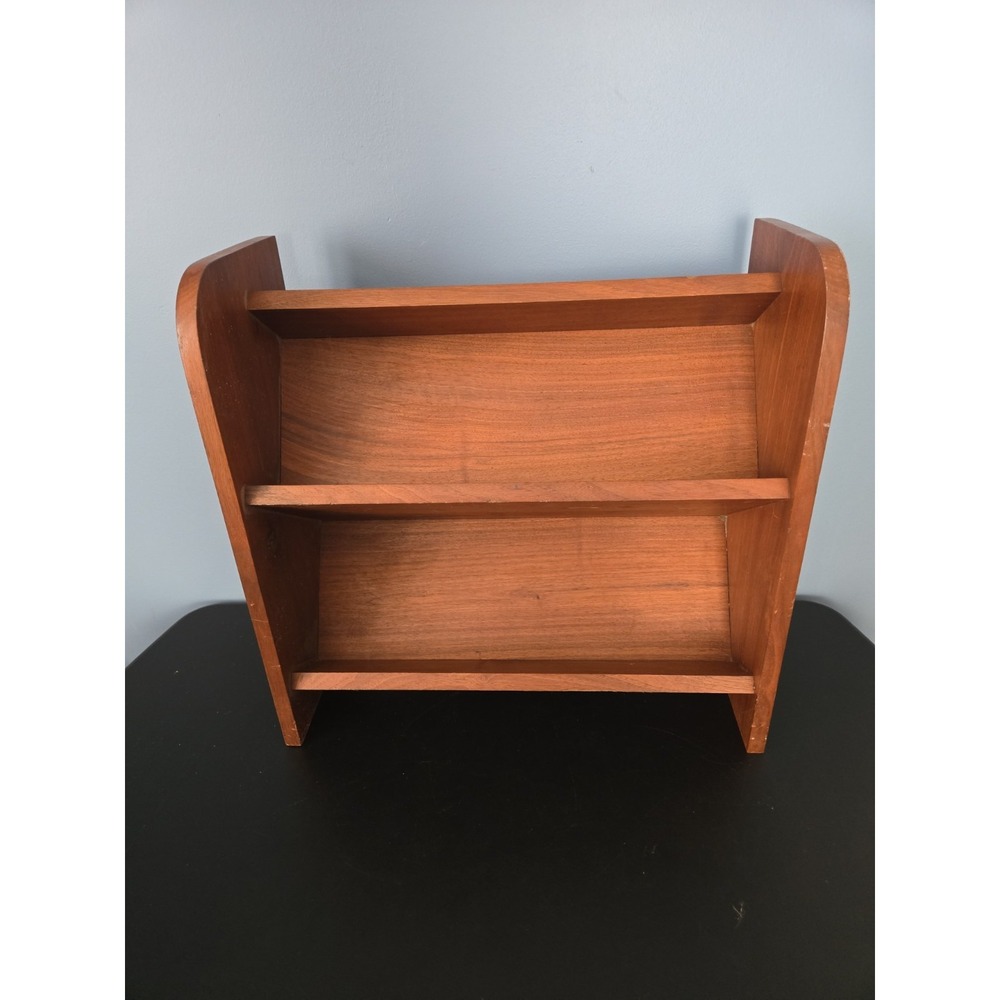 Vintage Solid Walnut 2‎ Shelf Bookshelf Angled Stand Rack 17"Hx17"L * Child Size